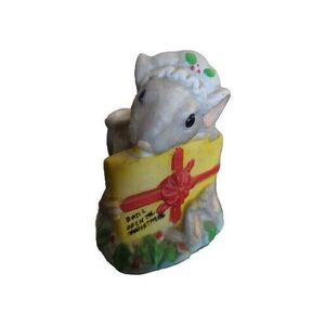 Vintage Ceramic Christmas Mouse Candle Holder Didn't Open Til Taper Stick Holder